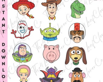 Toy Story Character Heads PNG Bundle, Toy Family Squad PNG, Family Trip 2026, Digital File