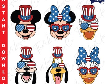 4th of July Mickey and Friends PNG Bundle, Independence Day Png, Disney 4th of July Png, Memorial Day Png, Mouse and Friends 4th of July Png