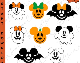 Bundle Mickey and Minnie Ghost Halloween Png, Mickey And Friends Halloween Png, Cute Mouse Ghost Png, Halloween Boo, Trick or Treat Designs