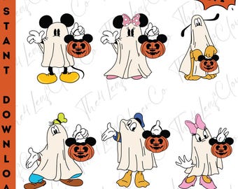 Ghost Halloween Png Bundle,  Spooky Mouse and Friends Png, Trick Or Treat, Disney Pumpkin Png, Spooky Season, Halloween Png, Digital File