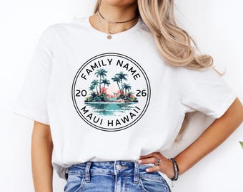 Camiseta de vacaciones familiares en Hawái, camiseta de Maui, Hawái 2026, camiseta a juego para viaje familiar