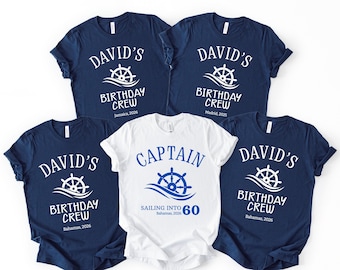 Camiseta personalizada para crucero por el 60 cumpleaños, camiseta personalizada para vacaciones familiares, camisetas a juego para capitán y tripulación