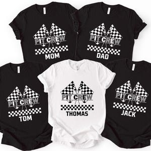 Personalized Pit Crew Birthday Shirt: Car Race Family Matching Tee, Custom Bday T-shirts
