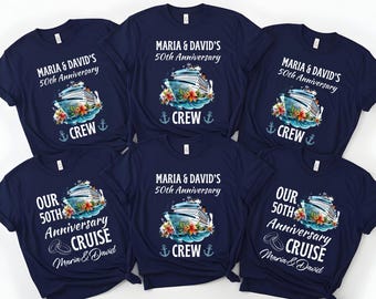 Camiseta personalizada de crucero del 50.º aniversario, camiseta personalizada para vacaciones familiares, camisetas a juego para la tripulación
