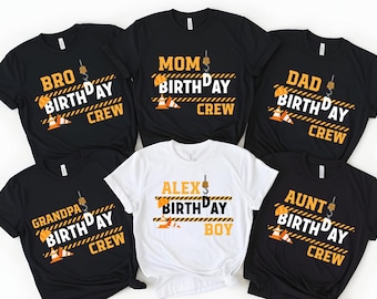 Custom Construction Party Birthday Shirts, Matching Family Crew Tees, Bday Gift for Kids