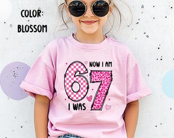 Camiseta Comfort Colors® "Tenía 6 años y ahora tengo 7", divertida camiseta de séptimo cumpleaños, camiseta de 6 7 cumpleaños