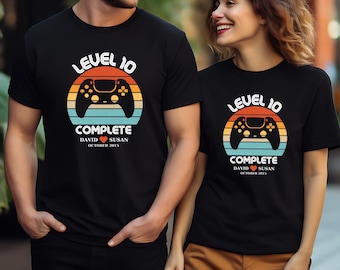 Custom 10th Anniversary Shirt: Retro Video Game Couple T-Shirt