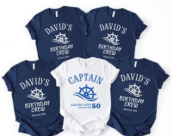 Camiseta personalizada para crucero por el 50 cumpleaños, camiseta personalizada para vacaciones familiares, camisetas a juego para capitán y tripulación