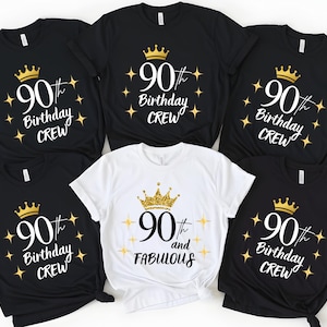 90th Birthday Crew Shirt: Custom Family Matching T-Shirts, Personalized Bday Party Tees for Group