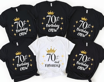 Camisetas personalizadas para el 70 cumpleaños de toda la familia, camisetas a juego para la fiesta de cumpleaños familiar.