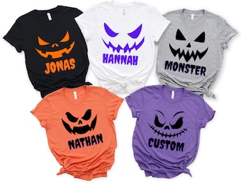 Custom Name Halloween Shirt: Personalized Pumpkin Face Tee