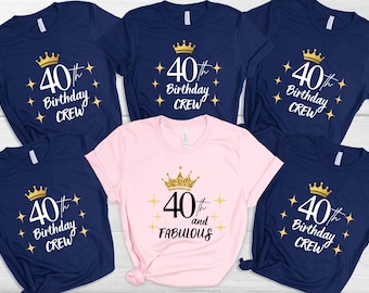 40th Birthday Crew Shirts, Forty Party Tee for Women, Custom Matching Bday Tshirts