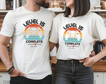 Camiseta de jugador del 15.º aniversario: nivel 15 completo, camiseta personalizada para parejas