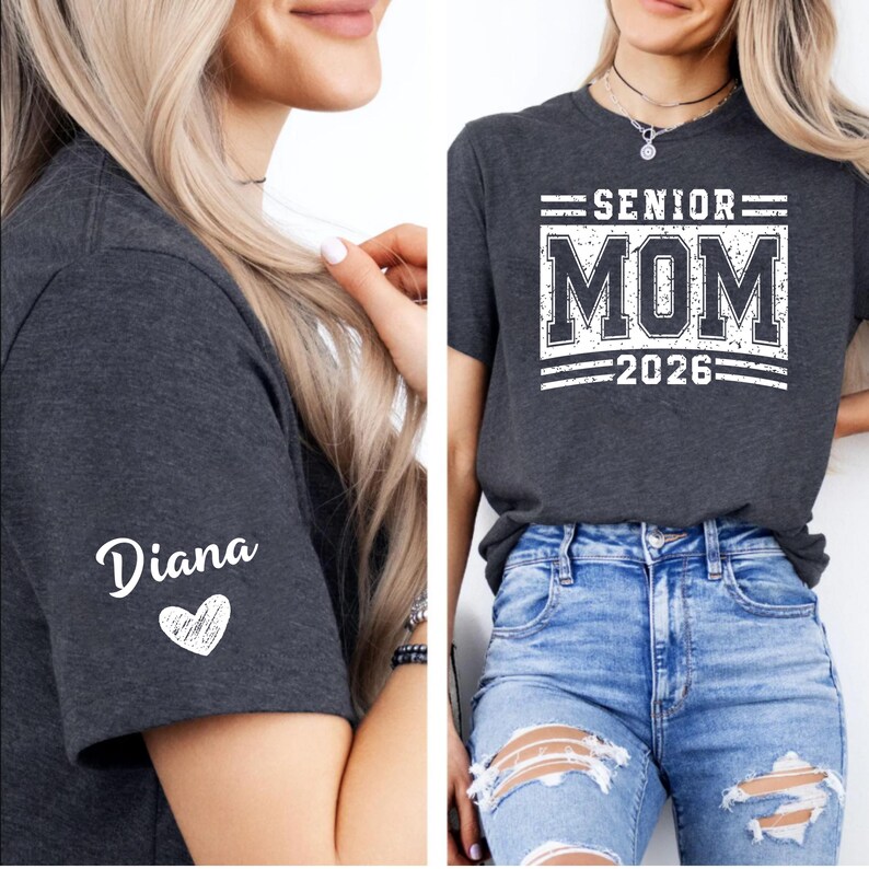 Custom Senior Mom Shirt, Personalized Graduation Mom Tee, Senior Parent Sweatshirt 2026, Varsity Mom Print Crewneck, High School Senior Spirit Wear, Proud Mom 2026 Clothing, Class of 2026 Parent Shirt, Graduation Support Tee, Senior Mom Outfit, School Event Apparel, Personalized Sleeve Heart Graphic Shirt, Graduation Mom Gift