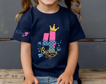 Mermaid Birthday Shirt, Custom Name & Age, 4th Birthday Tee