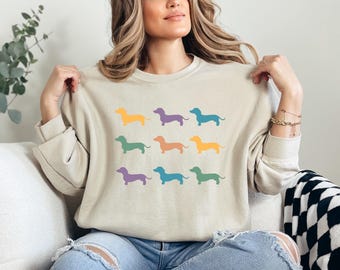 Dachshund Mom Crewneck Sweatshirt, Doxie Lover Gift
