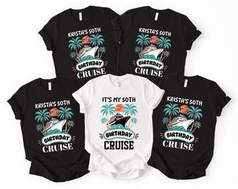 Camisetas personalizadas para el 50 cumpleaños en crucero, camisetas para grupos de cumpleaños, camisetas a juego para el viaje.