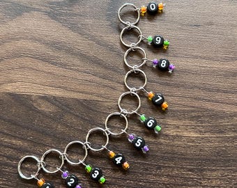 This is Halloween Knitting Row Counter Chain 10mm Ring Bead Stitch Marker