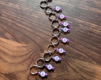 Blurple Knitting Row Counter Chain 10mm Ring Bead Stitch Marker
