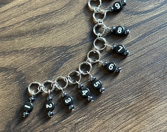SMALL Dark Matter Knitting Row Counter Chain 6mm Ring Bead Stitch Marker