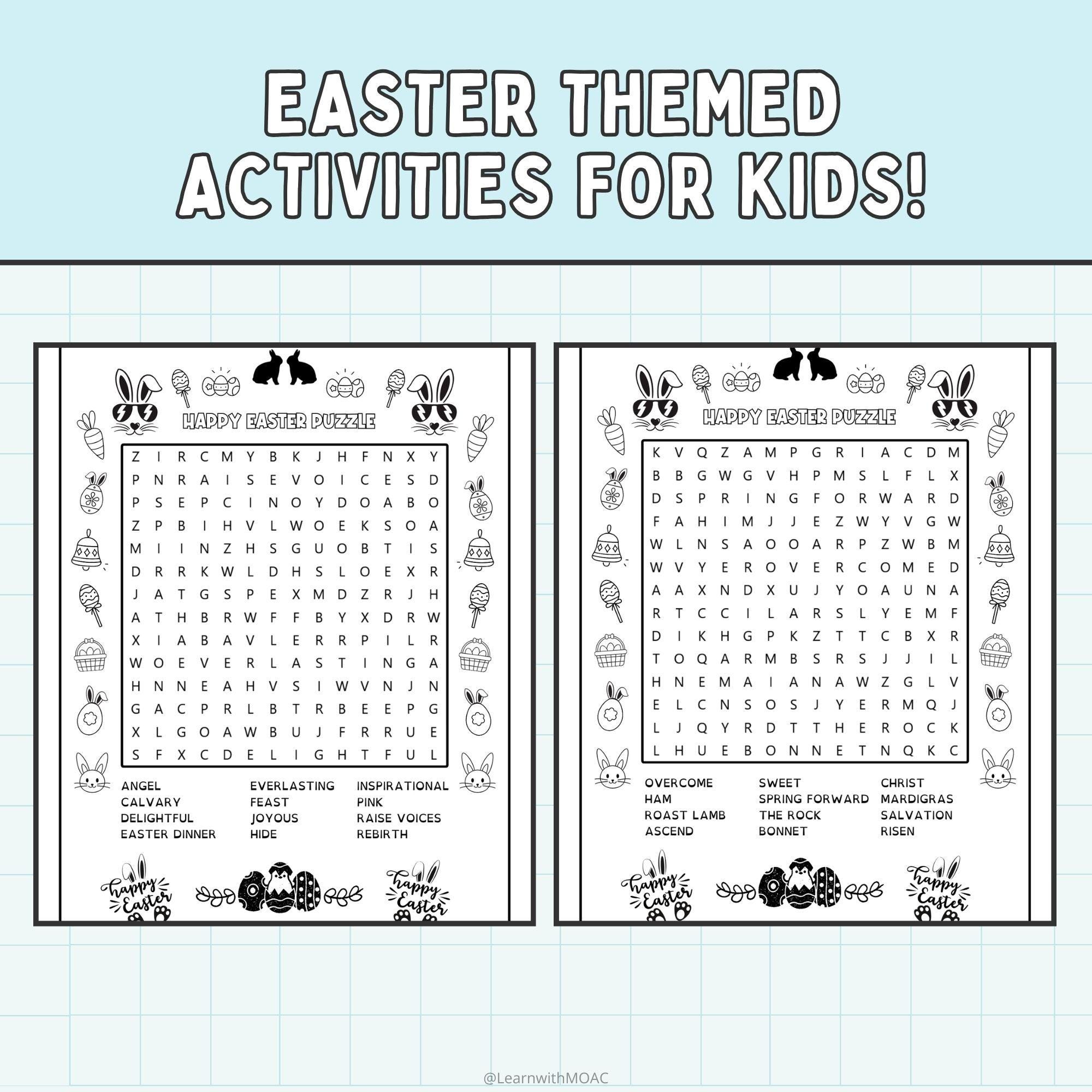 Easter Game and Puzzle Kid Activity Bundle | 17 Word Searches, 10 ...