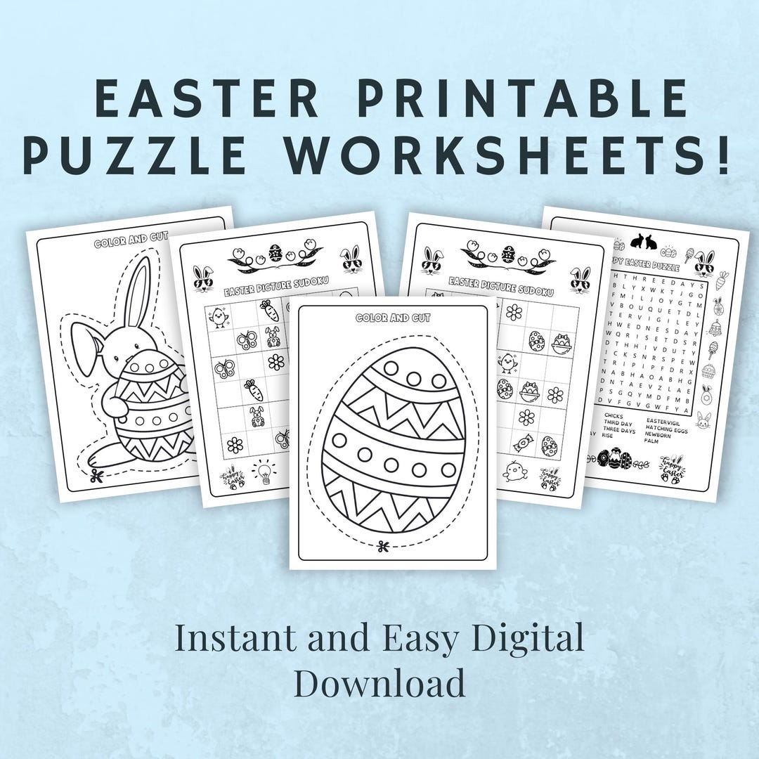 Easter Game and Puzzle Kid Activity Bundle | 17 Word Searches, 10 ...