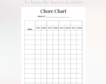 Family Chore Chart Template | Digital Weekly Schedule | Editable Chore Tracker | Printable Task List for Kids | Household Management Tool