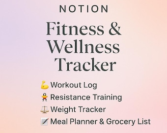 Notion Fitness Planner | Workout & Meal Tracker and Planner | Weight Loss, Gym and Wellness Journal | Aesthetic Notion Template