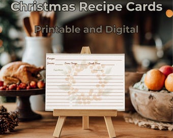 Weihnachten Rezeptkarte Vorlage | Druckbare Urlaub Backkarten | Bearbeitbares festliches Rezept | Digitaler Download