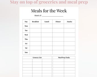 Meal Planner Template for GoodNotes and Notability | Digital Weekly Organizer | Meal Prep Planner | Printable Meal Tracker