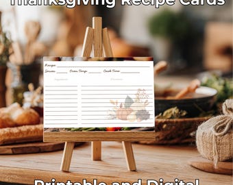 Printable Recipe Cards for Fall Thanksgiving | Autumn Recipe Templates | Digital Download | 4x6 Card Design