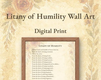 Litany of Humility Printable Wall Art – Catholic Prayer, Christian Home Decor, Digital Download