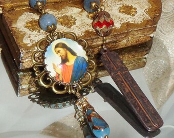 Jesus one decade gemstone rosary chaplet  Pamelia Designs