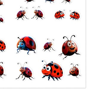 Zestaw naklejek Cute Ladybug Cartoon, 5 szt., idealny do prac plastycznych dla dzieci, upominków na przyjęcia, dzienników, scrapbookingu, wystroju wnętrz