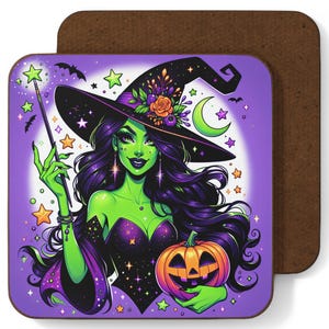 Enchanting Witch Coaster, Halloween Decor, Witchy Home Accent, Gift for Her, Spooky Party Supplies