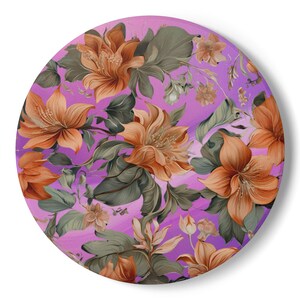 Floral Ceramic Coaster: Elegant Lavender Botanical Drinkware