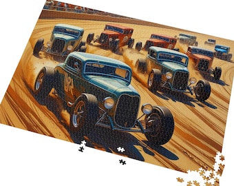 Coupe Racing Cars Jigsaw Puzzle with Tin | Vintage Car Puzzle, Family Game, Home Decor, Gift for Him, Puzzle Lover