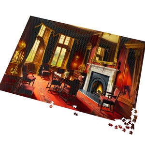 Cozy Victorian Room Jigsaw Puzzle with Tin: Family Activity