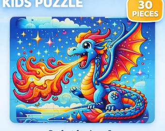 Drachen-Puzzle für Kinder: 30-teiliges, lebendiges Lernspiel