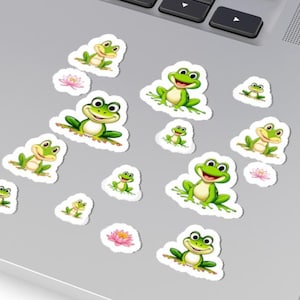 Cute Frog Stickers - Whimsical Decor for Laptops, Journals, Party Favors, Kids&#39; Crafts, Nature Enthusiasts