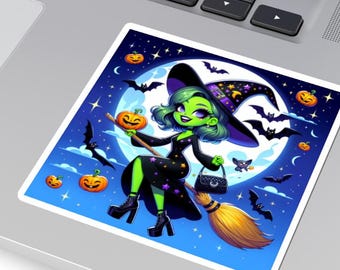 Halloween Witch Kiss-Cut Stickers: Spooky Laptop & Craft Decals