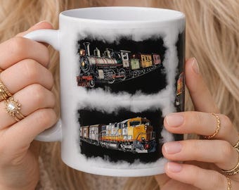 Mug vintage et moderne Train en céramique : cadeau pour les amateurs de chemin de fer