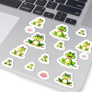 Cute Frog Stickers - Whimsical Decor for Laptops, Journals, Party Favors, Kids&#39; Crafts, Nature Enthusiasts