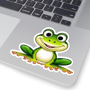 Glücklicher Frosch Kiss-Cut Aufkleber | Niedliche Frosch-Vinyl-Aufkleber für Kinder, Laptop, Wasserflaschen, Scrapbooking, Froschliebhaber