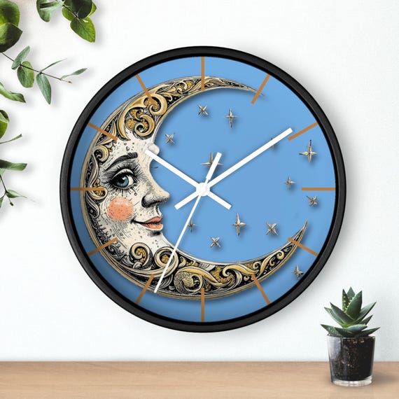 風変わりな月の満ち欠け壁掛け時計：天体モチーフのインテリア - Etsy 日本