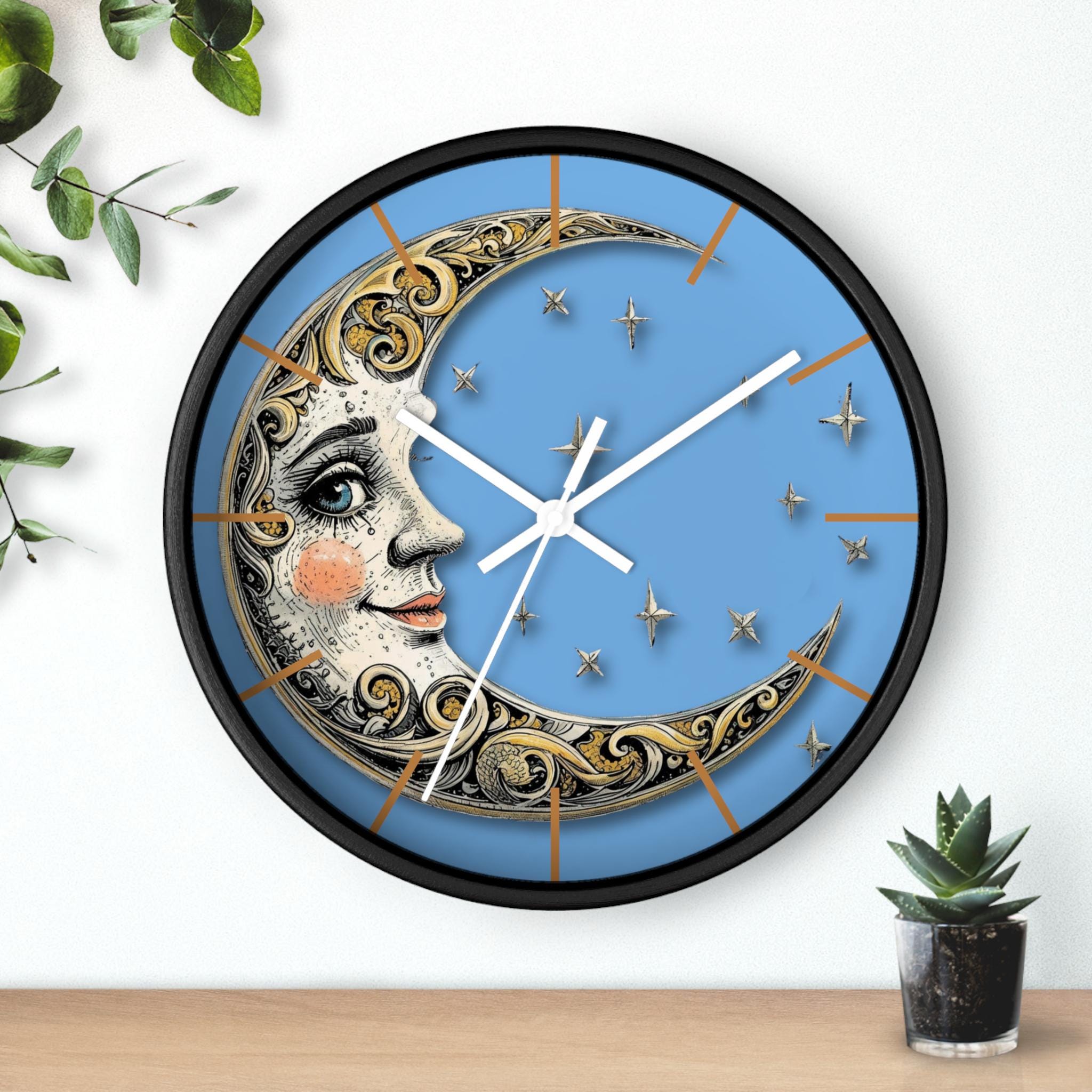 風変わりな月の満ち欠け壁掛け時計：天体モチーフのインテリア - Etsy 日本