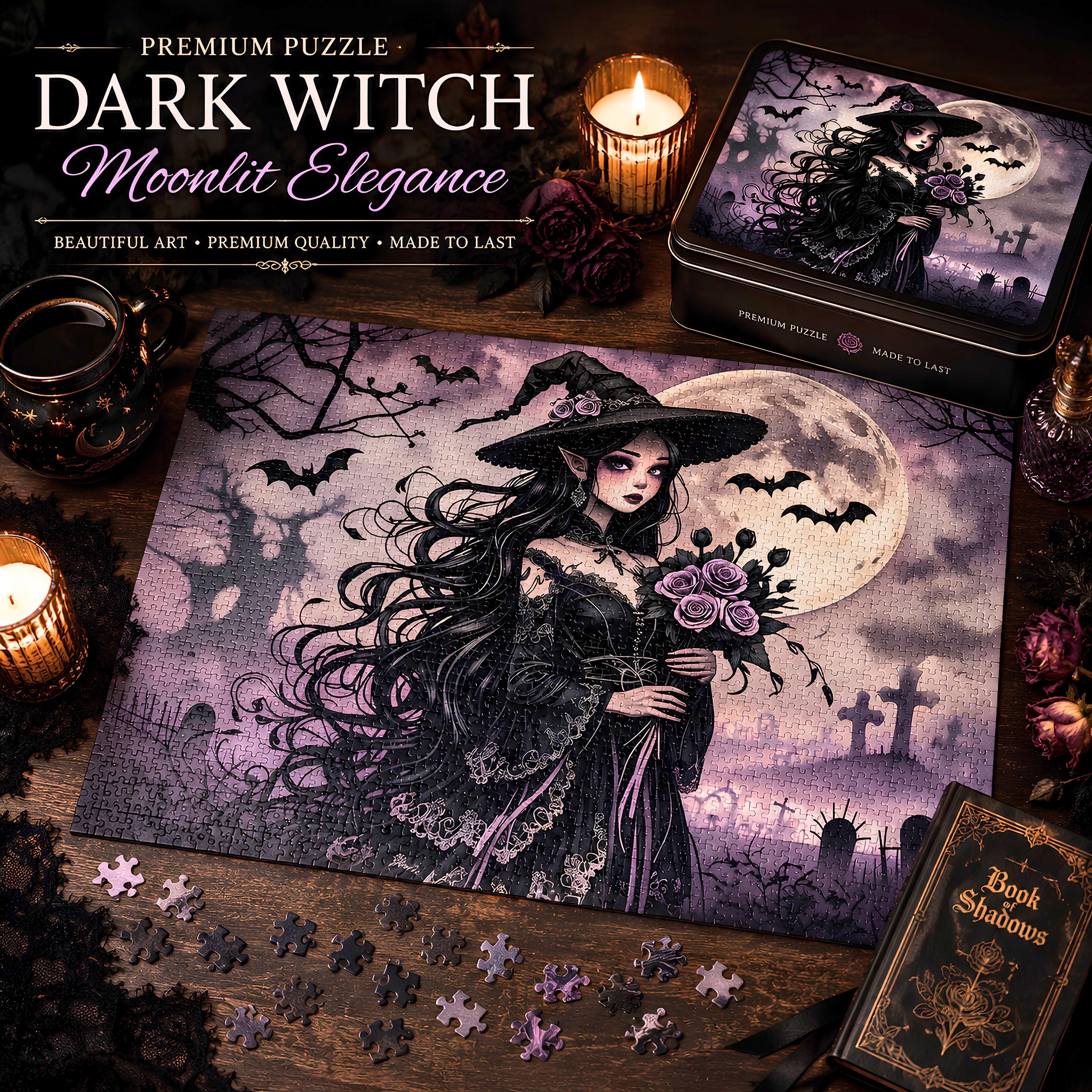 Gothic Witch Puzzle, Dark Fantasy Jigsaw Puzzle, Halloween Puzzle