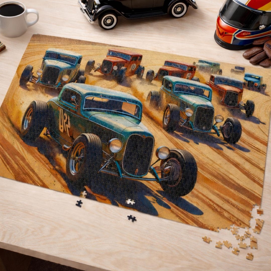 Vintage Coupe Racing Car Jigsaw Puzzle With Tin - Etsy