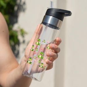 Sport Bottle, Whimsical Frog Clear Water Bottle, Fun Water Bottle, BPA-Free Tritan Bottle, Reusable Water Bottle, 20oz Bottle