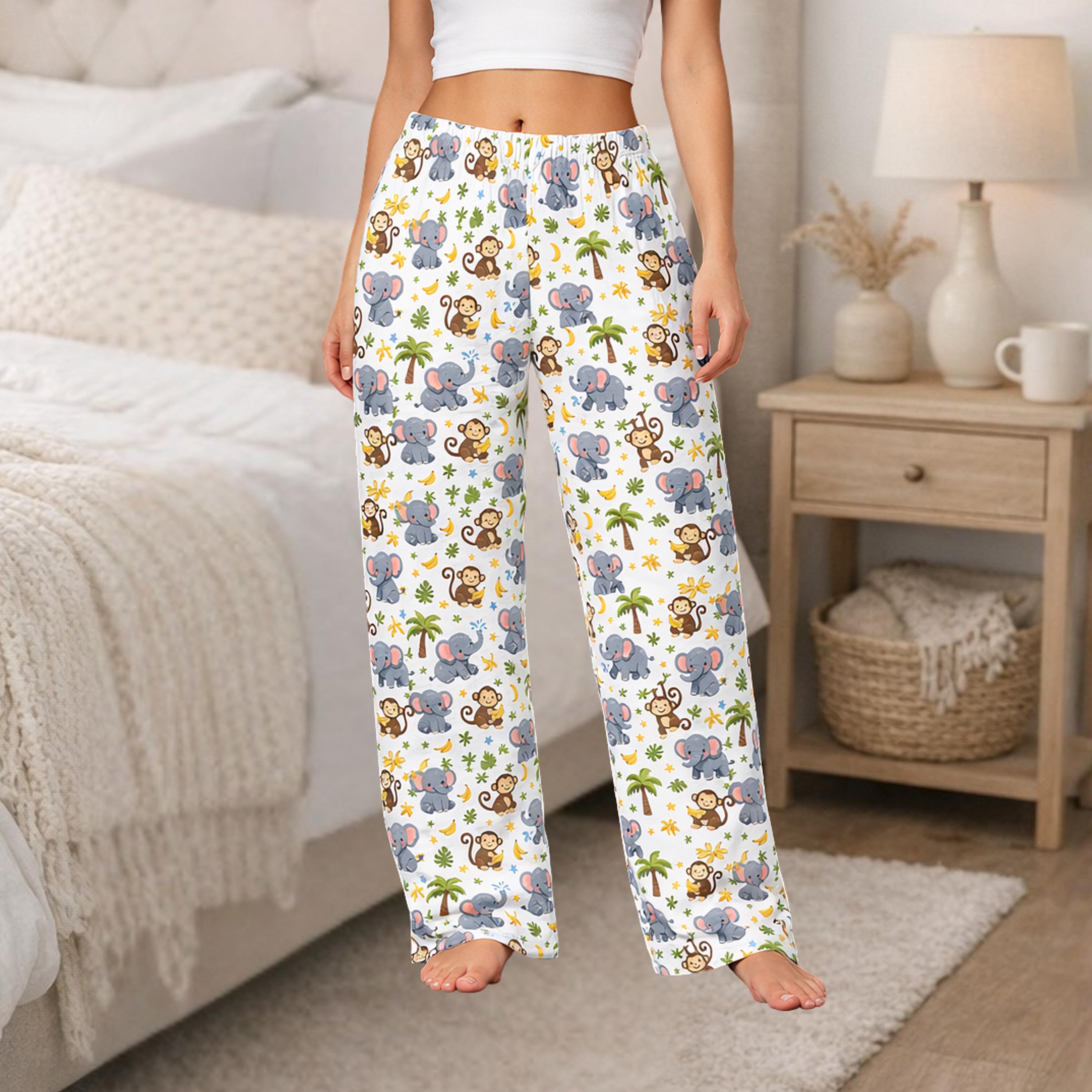 Cute Safari Animals Pajama Pants | Elephant Monkey Print - Etsy